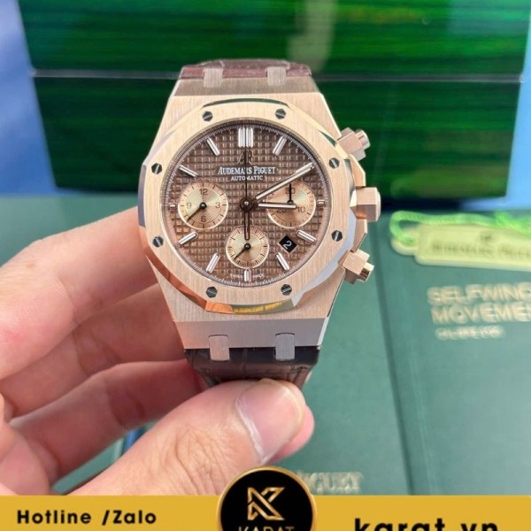 Đồng hồ Audemars Piguet royal oak 26331 chronograph chocolate rose gold replica