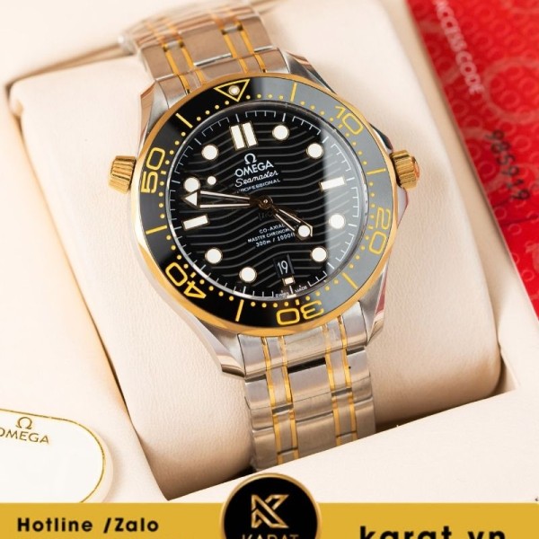 Đồng hồ Omega Seamaster Diver 300m demi vàng vàng rep 1:1