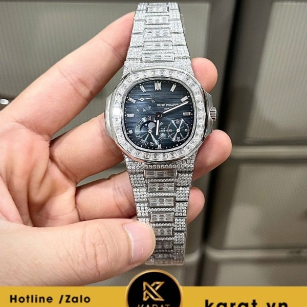 Đồng hồ Patek Philippe nautilus 5712 custom full moissanite