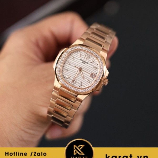 Đồng hồ Patek Philippe Nautilus 7010/1R vàng hồng mặt trắng rep 11