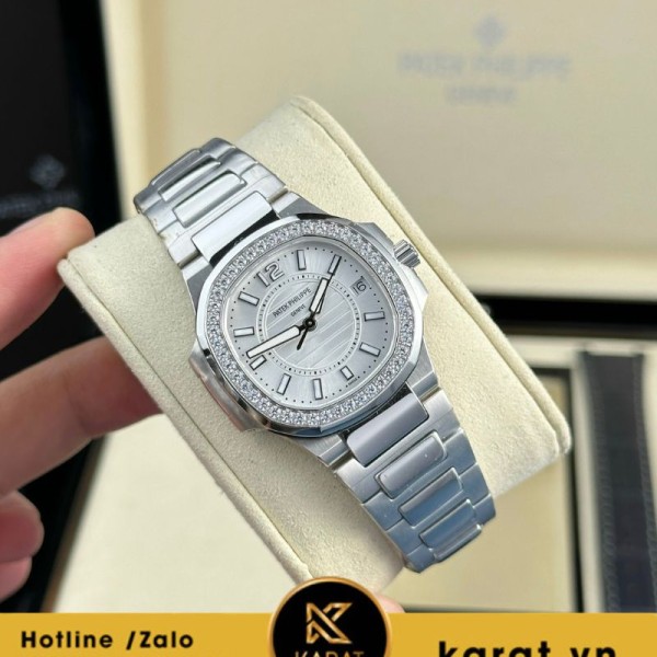 Đồng hồ Patek Philippe Nautilus 7010 fake vàng trắng mặt trắng