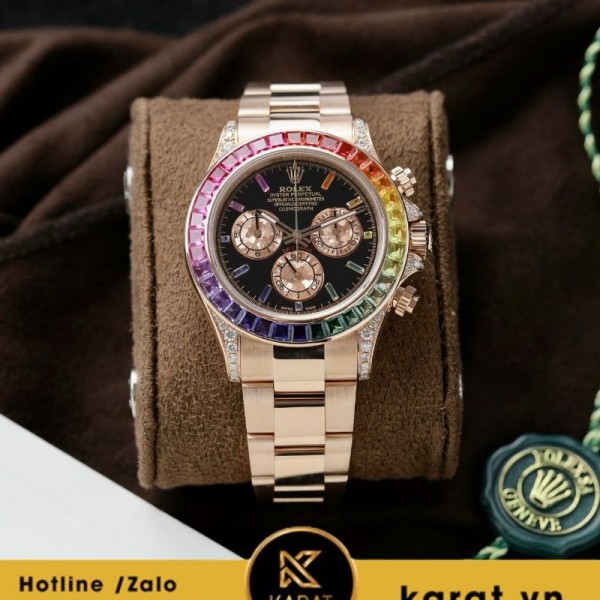 Đồng Hồ Rolex Cosmograph Daytona 116595RBOW chế tác vàng khối kim cương thiên nhiên