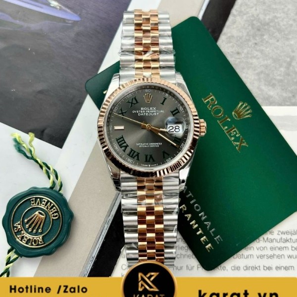 Đồng hồ Rolex Datejust wimbledon demi rose gold 36 126231 vs factory