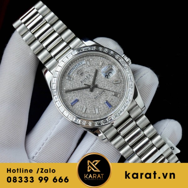 Đồng hồ  Rolex Day-Date M228396TBR-0021 chế tác platinum Kim Cương Thiên Nhiên 