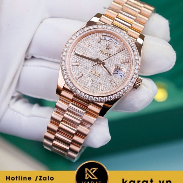 Đồng hồ Rolex Daydate bọc vàng độ moissanite 175g