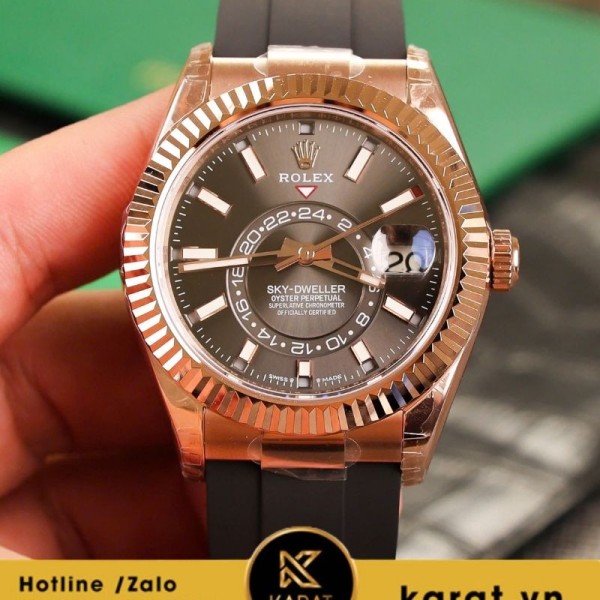 Đồng Hồ Rolex Sky-Dweller Vàng Everose 18ct Màu Grey 42mm Noob Factory