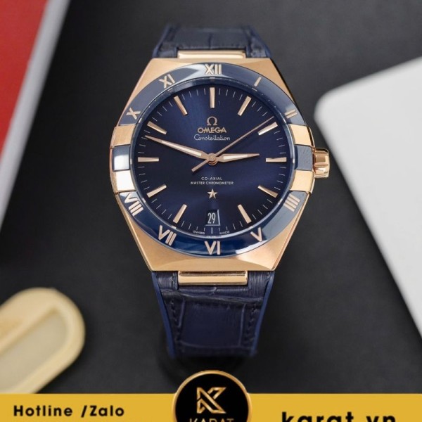 OMEGA CONSTELLATION VÀNG HỒNG MẶT XANH BLUE